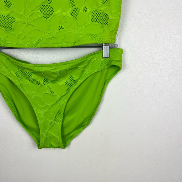 Aerie Green Lace Bikini Swimsuit Scoop Tank Top Bikini Bottom L/XL - Picture 2 of 9